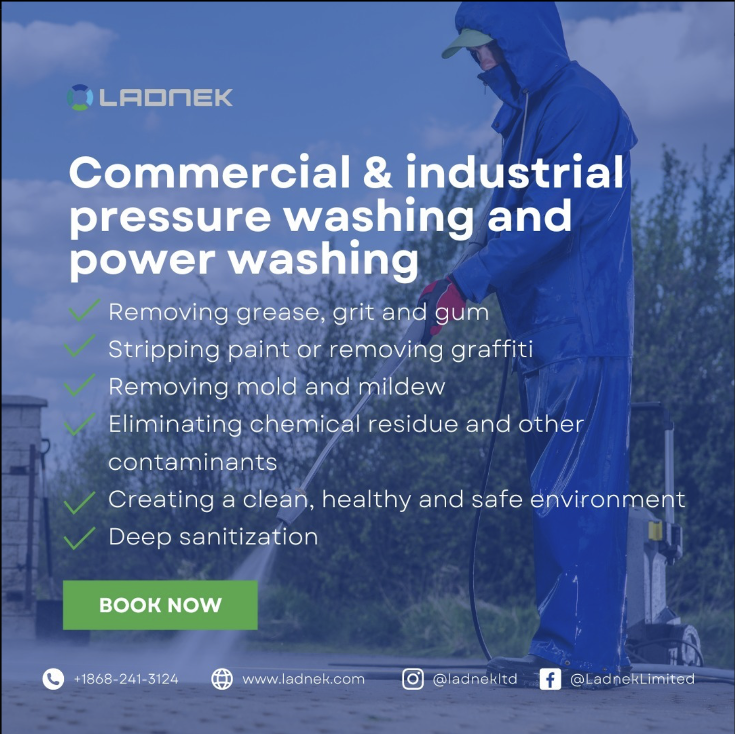 Commercial & industrial pressure washing and power cleaning services- ladnek